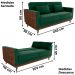 Sofa Cama 2 Lugares 203 cm Veludo Maserati Verde Corino Whisk Milani Store