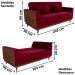 Sofa Cama 2 Lugares 203 cm Veludo Maserati Vermelho Corino Whisk Milani Store