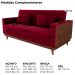 Sofa Cama 2 Lugares 203 cm Veludo Maserati Vermelho Corino Whisk Milani Store