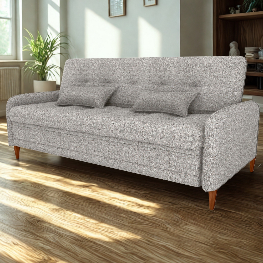Sofa Cama 2 Lugares 206 cm Donna Linho Vancouver E483 Bege Milani Store