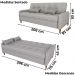 Sofa Cama 2 Lugares 206 cm Donna Linho Vancouver E483 Bege Milani Store
