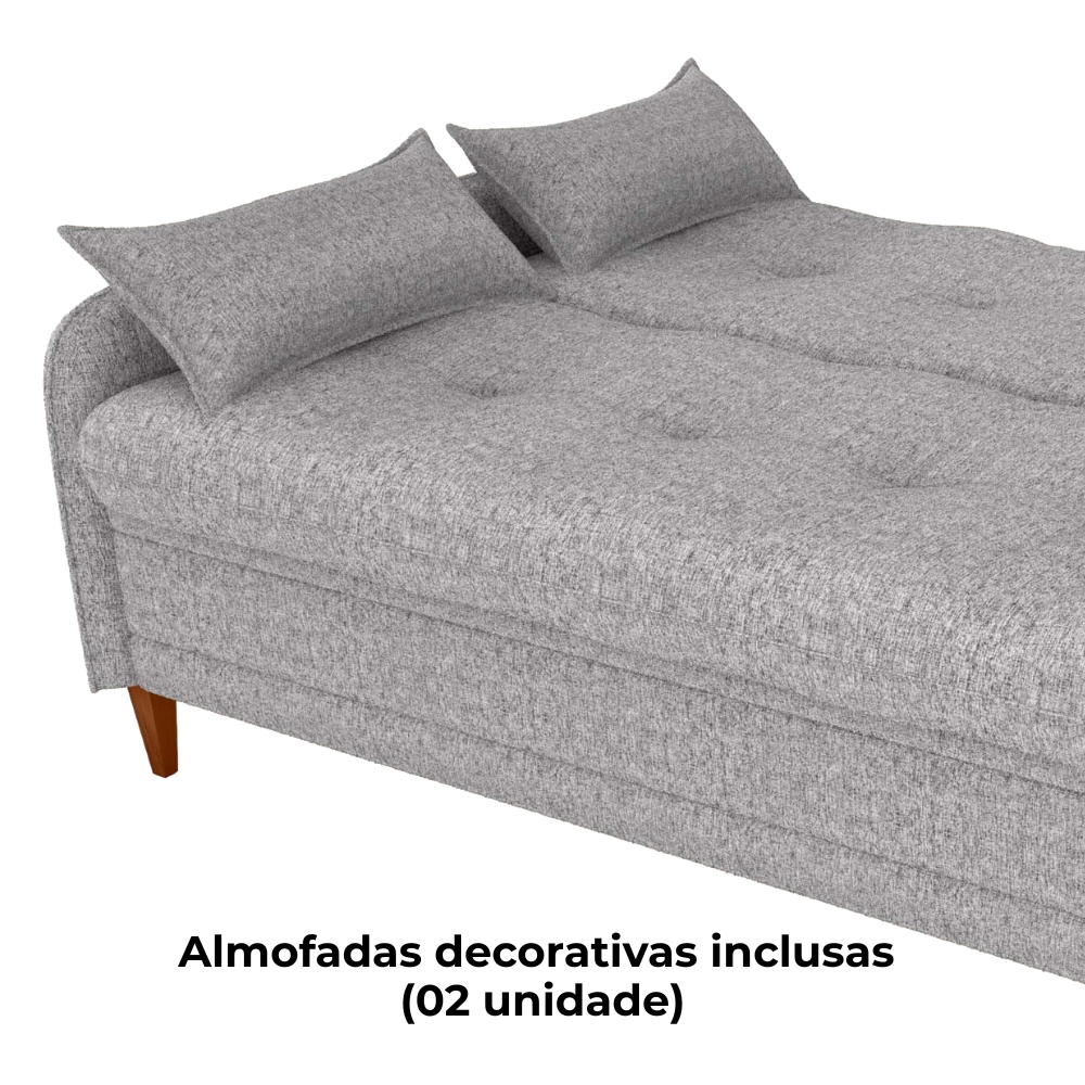 Sofa Cama 2 Lugares 206 cm Donna Linho Vancouver E483 Bege Milani Store