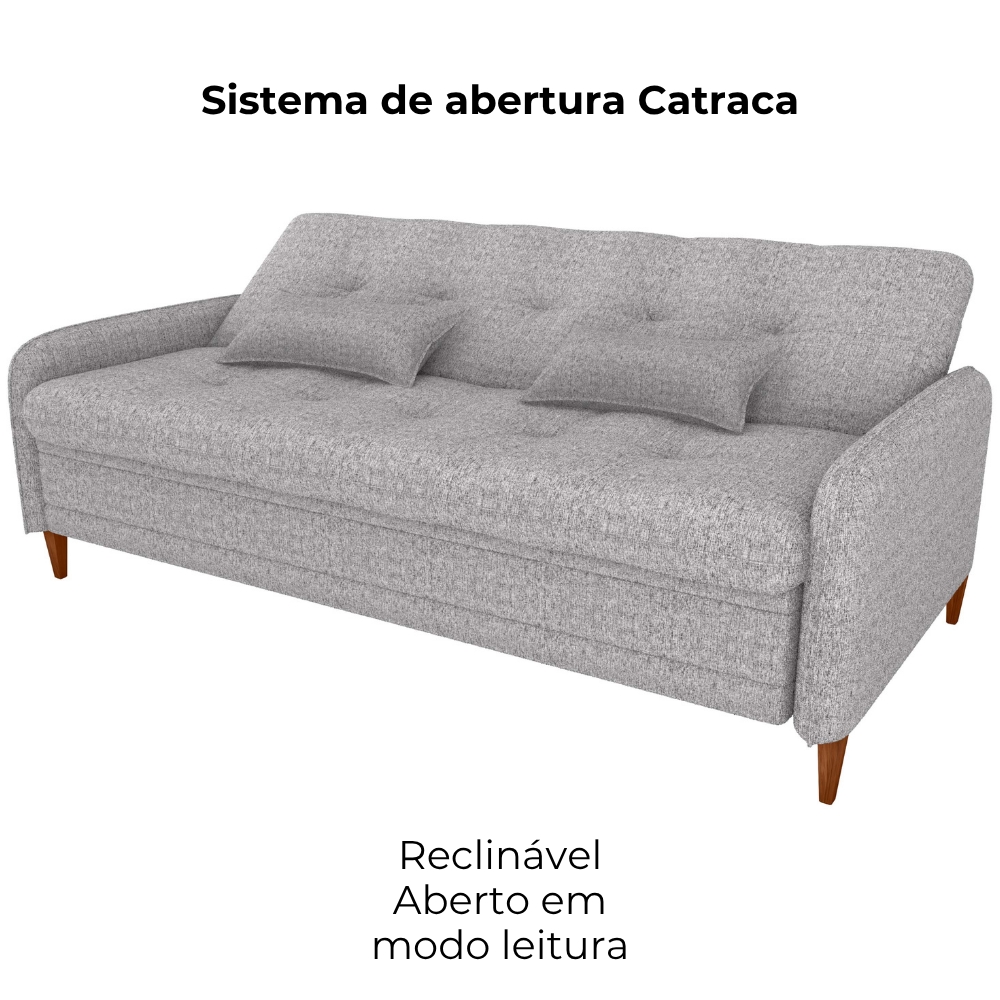 Sofa Cama 2 Lugares 206 cm Donna Linho Vancouver E483 Bege Milani Store
