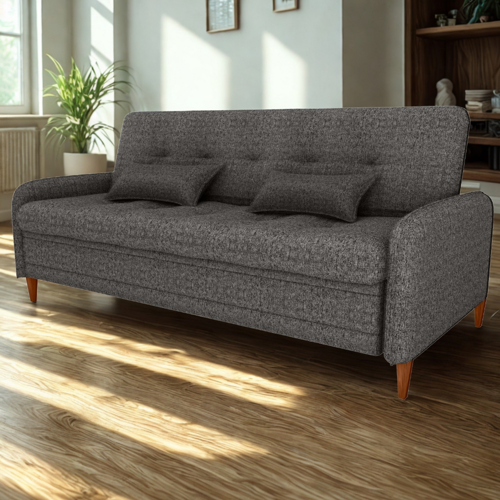 Sofa Cama 2 Lugares 206 cm Donna Linho Vancouver E484 Chumbo Milani Store