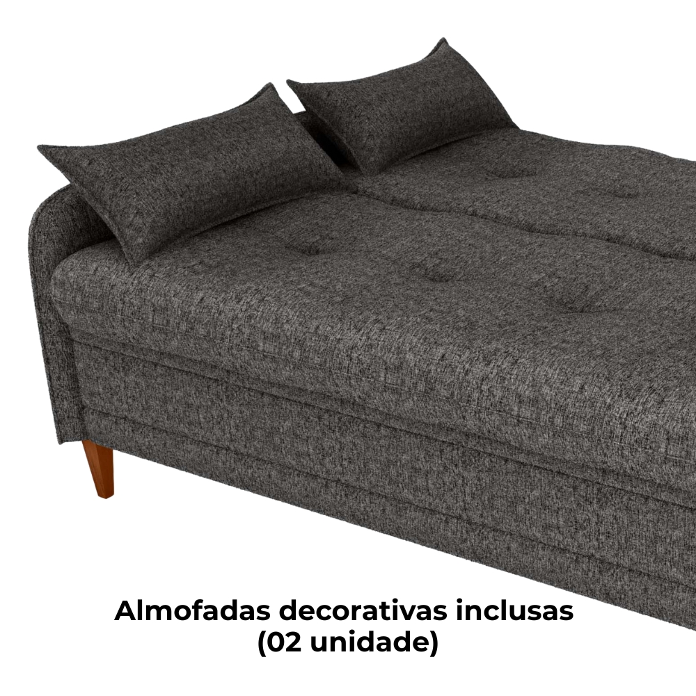 Sofa Cama 2 Lugares 206 cm Donna Linho Vancouver E484 Chumbo Milani Store