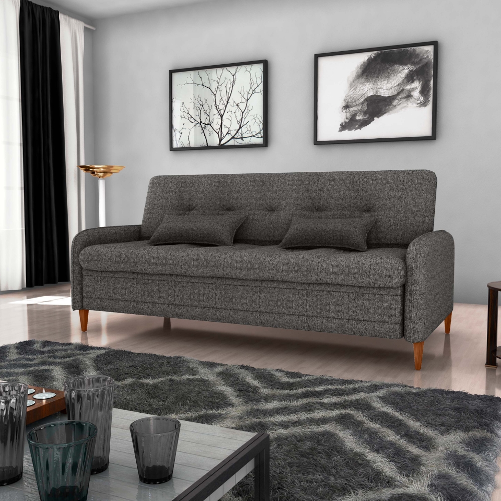 Sofa Cama 2 Lugares 206 cm Donna Linho Vancouver E484 Chumbo Milani Store