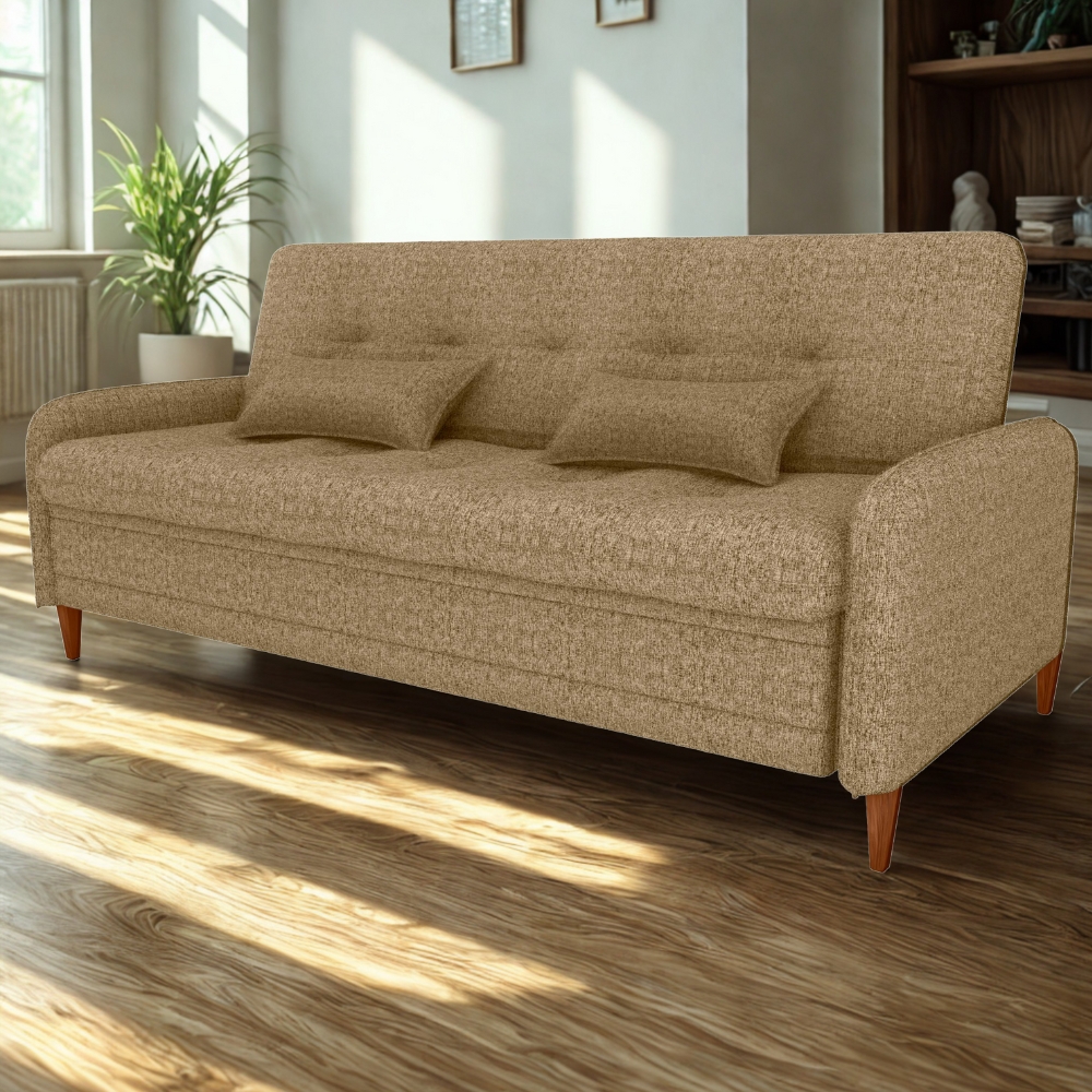 Sofa Cama 2 Lugares 206 cm Donna Linho Vancouver E486 Palha Milani Store
