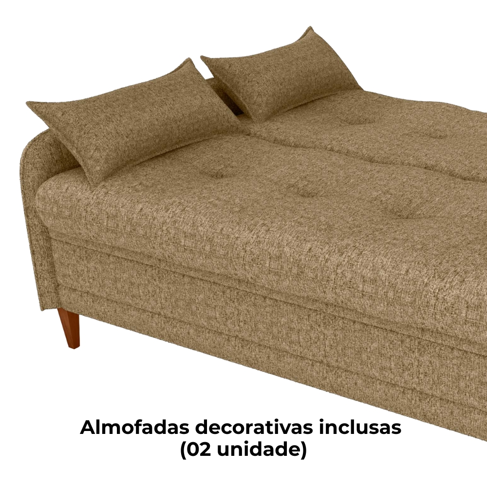 Sofa Cama 2 Lugares 206 cm Donna Linho Vancouver E486 Palha Milani Store
