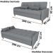 Sofa Cama 2 Lugares 206 cm Donna Linho Vancouver E487 Cinza Milani Store
