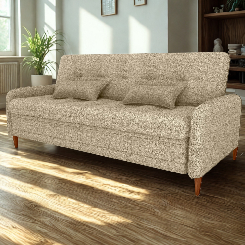 Sofa Cama 2 Lugares 206 cm Donna Linho Vancouver E488 Palha Milani Store