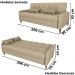 Sofa Cama 2 Lugares 206 cm Donna Linho Vancouver E488 Palha Milani Store