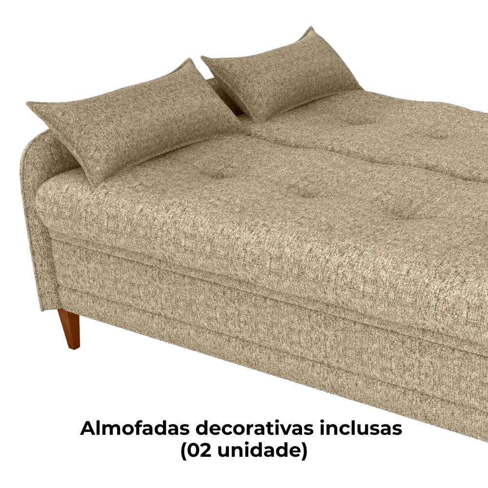 Sofa Cama 2 Lugares 206 cm Donna Linho Vancouver E488 Palha Milani Store