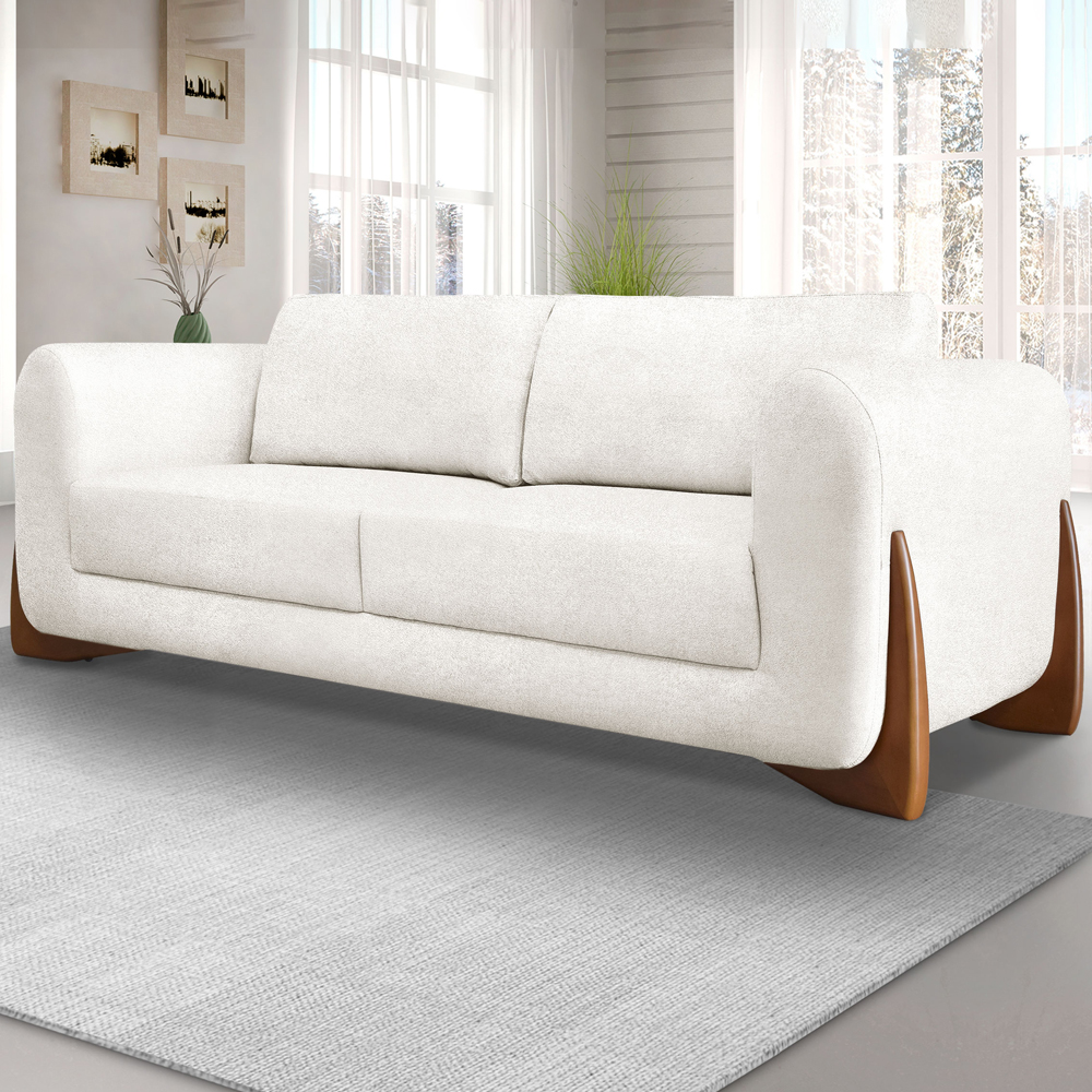 Sofa Jolie 2 Lugares 160cm Pes Boomerang Linho Boucle 3300 Ezz