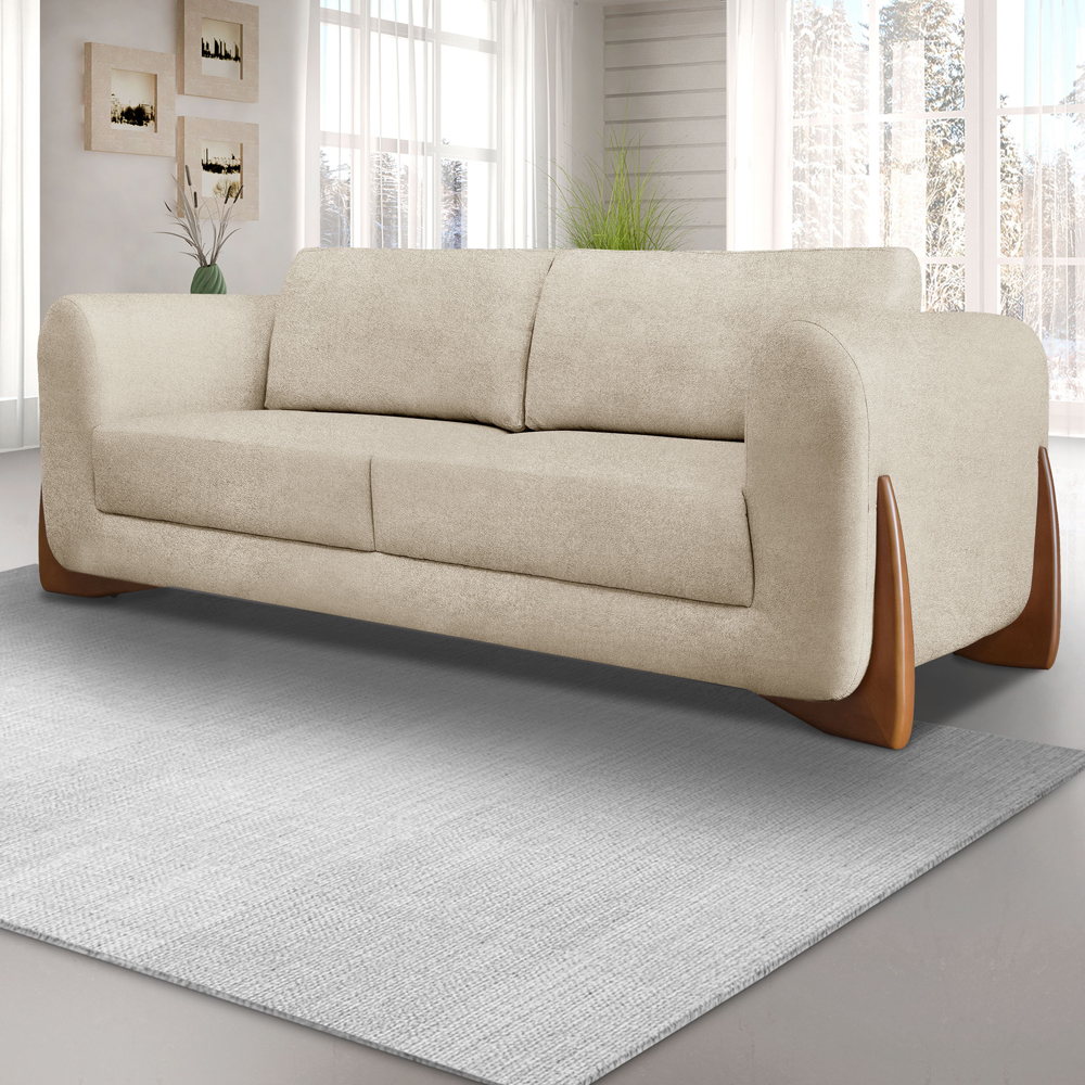 Sofa Jolie 2 Lugares 160cm Pes Boomerang Linho Boucle 3301 Ezz