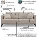 Sofa Liv 2 Lugares 180cm Pes Aço Linho 232 Areia Ezz