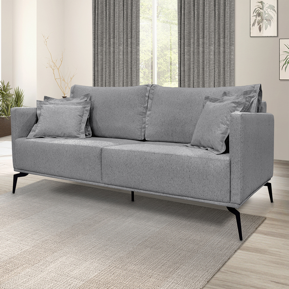 Sofa Liv 2 Lugares 180cm Pes Aço Linho 232 Cinza Ezz