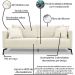 Sofa Liv 2 Lugares 180cm Pes Aço Linho 232 Natural Ezz