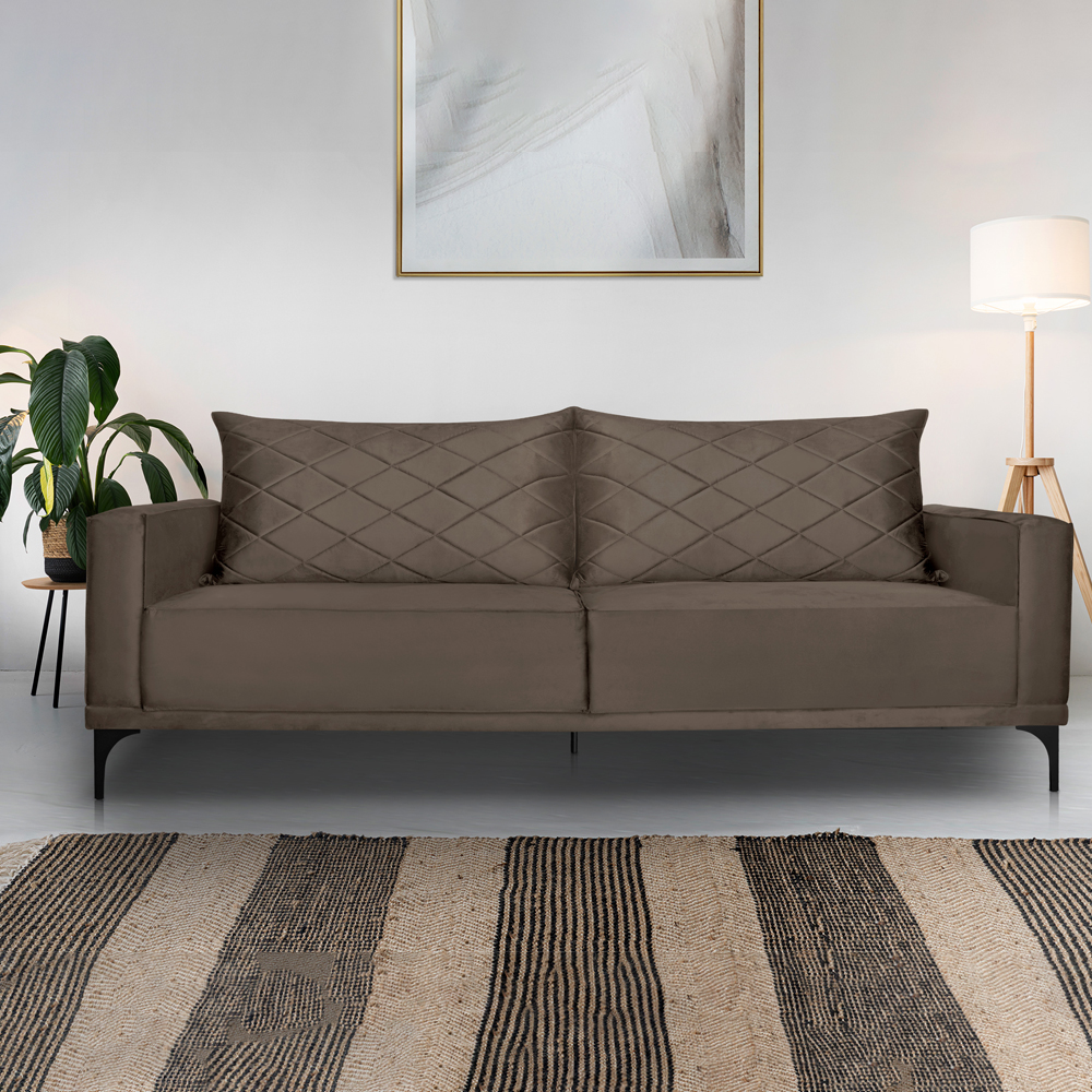Sofa Living 3 Lugares Nori 220cm Veludo Deluxe 2231 Ezz