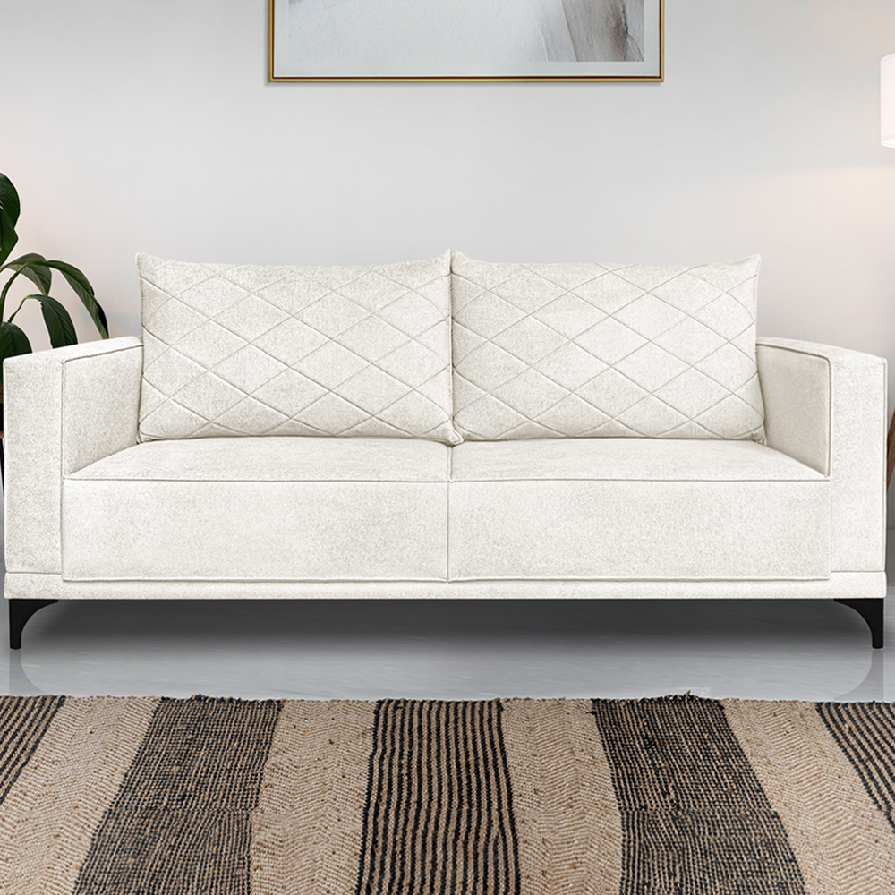 Sofa Nori 2 Lugares Pes De Ferro 180cm Linho Boucle 3300 Ezz