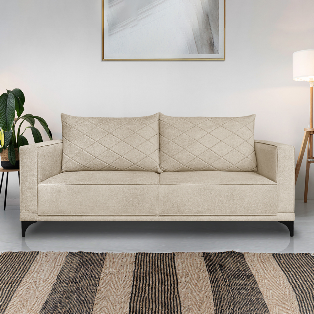 Sofa Nori 2 Lugares Pes De Ferro 180cm Linho Boucle 3301 Ezz
