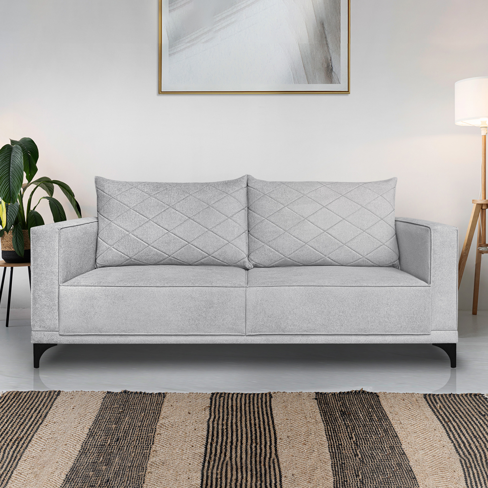 Sofa Nori 2 Lugares Pes De Ferro 180cm Linho Boucle 3302 Ezz