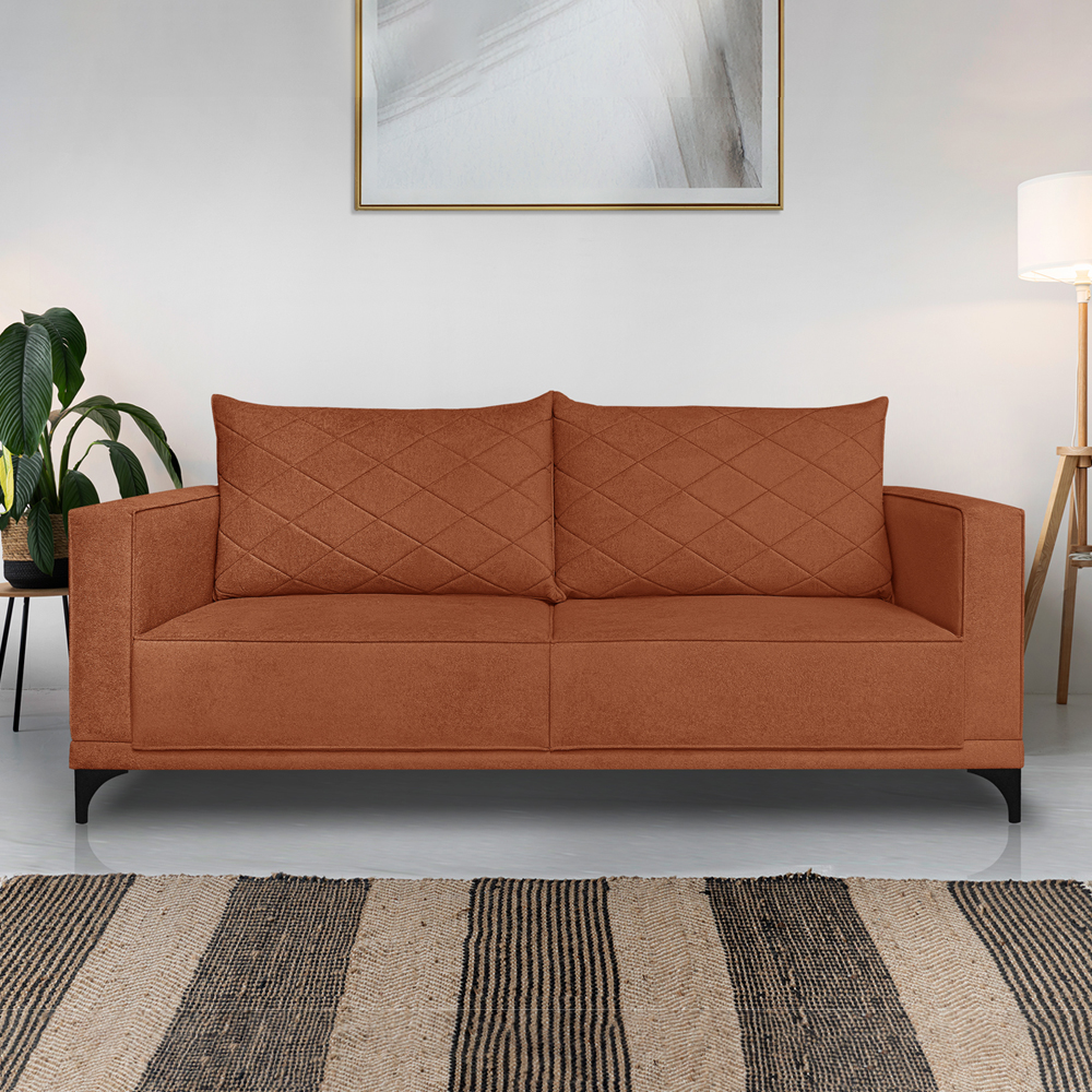 Sofa Nori 2 Lugares Pes De Ferro 180cm Linho Boucle 3303 Ezz