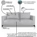 Sofa Nori 3 Lugares Pes De Ferro 220cm Linho Boucle 3302 Ezz