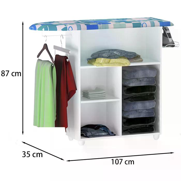Tabua De Passar Roupas 1 Porta Mariana Branco Preto REAJL Moveis