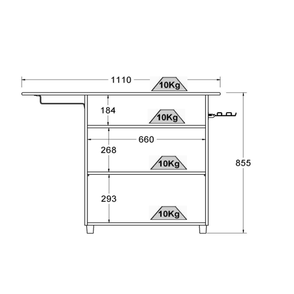 Tabua de Passar 2 Portas 111 cm MP50 Branco Dtall