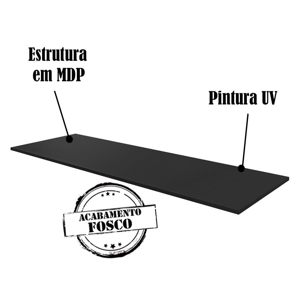 Tampo Para Balcao 150 cm Preto REAJL