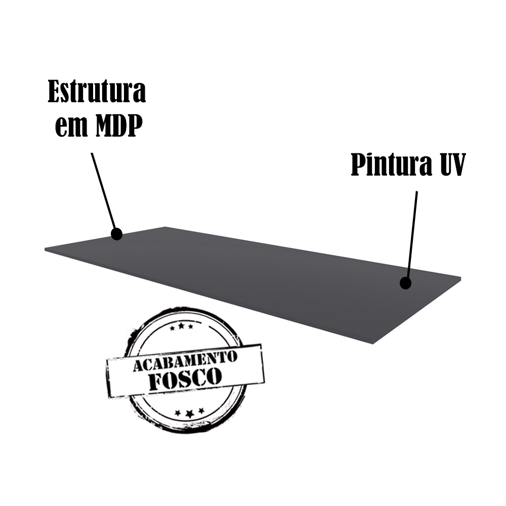 Tampo Para Balcao 160 cm Cinza REAJL