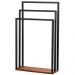 Toalheiro De Piso Triplo Lovell Metal Base em Madeira Peroba Preto DHom