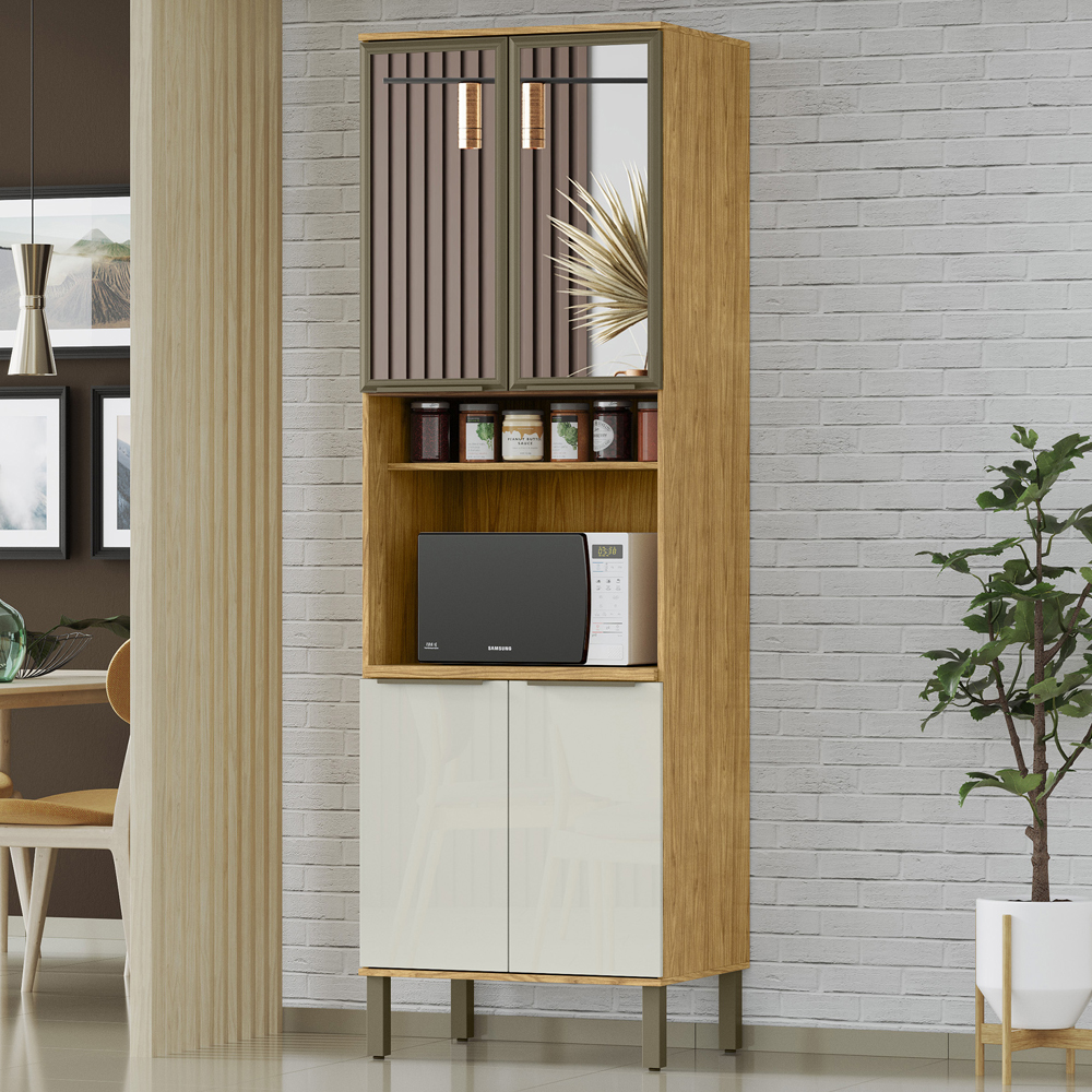 Torre Quente 1 Porta Vidro 70 cm Vera TVE03 Marrocos Off White MXM