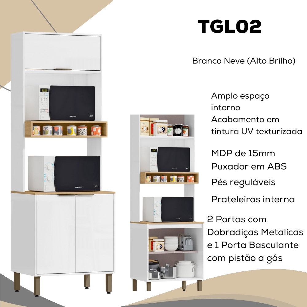Torre Quente 3 Portas 70 cm GLOR TGL01 Branco Neve MXM