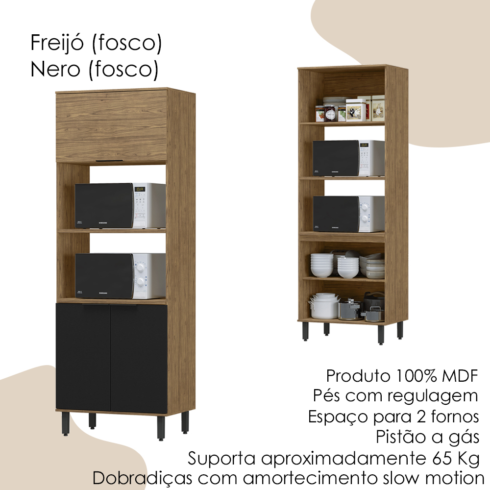 Torre Quente MDF 3 Portas 80 cm Tosc TT001 Freijo Nero MXM