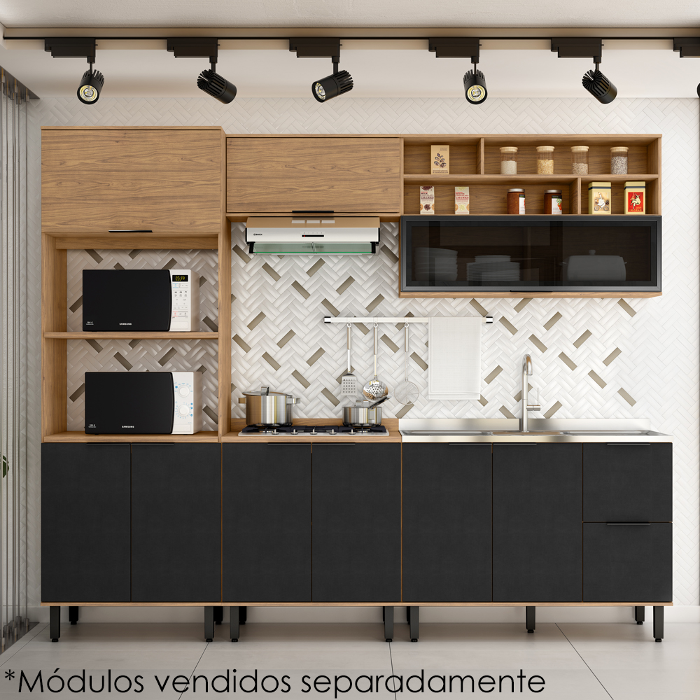 Torre Quente MDF 3 Portas 80 cm Tosc TT001 Freijo Nero MXM