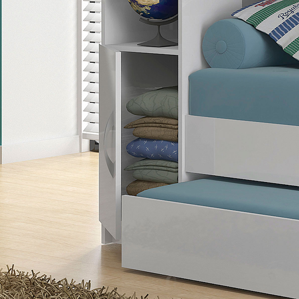 Treliche Solteiro Cabeceira Bau 1 Porta 225x87 CM15 Branco Dtall