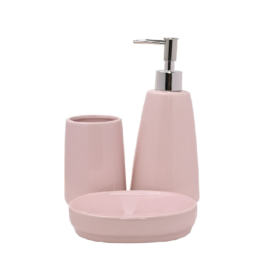 Kit de Banheiro com 3 Peças Pale Rosa Claro