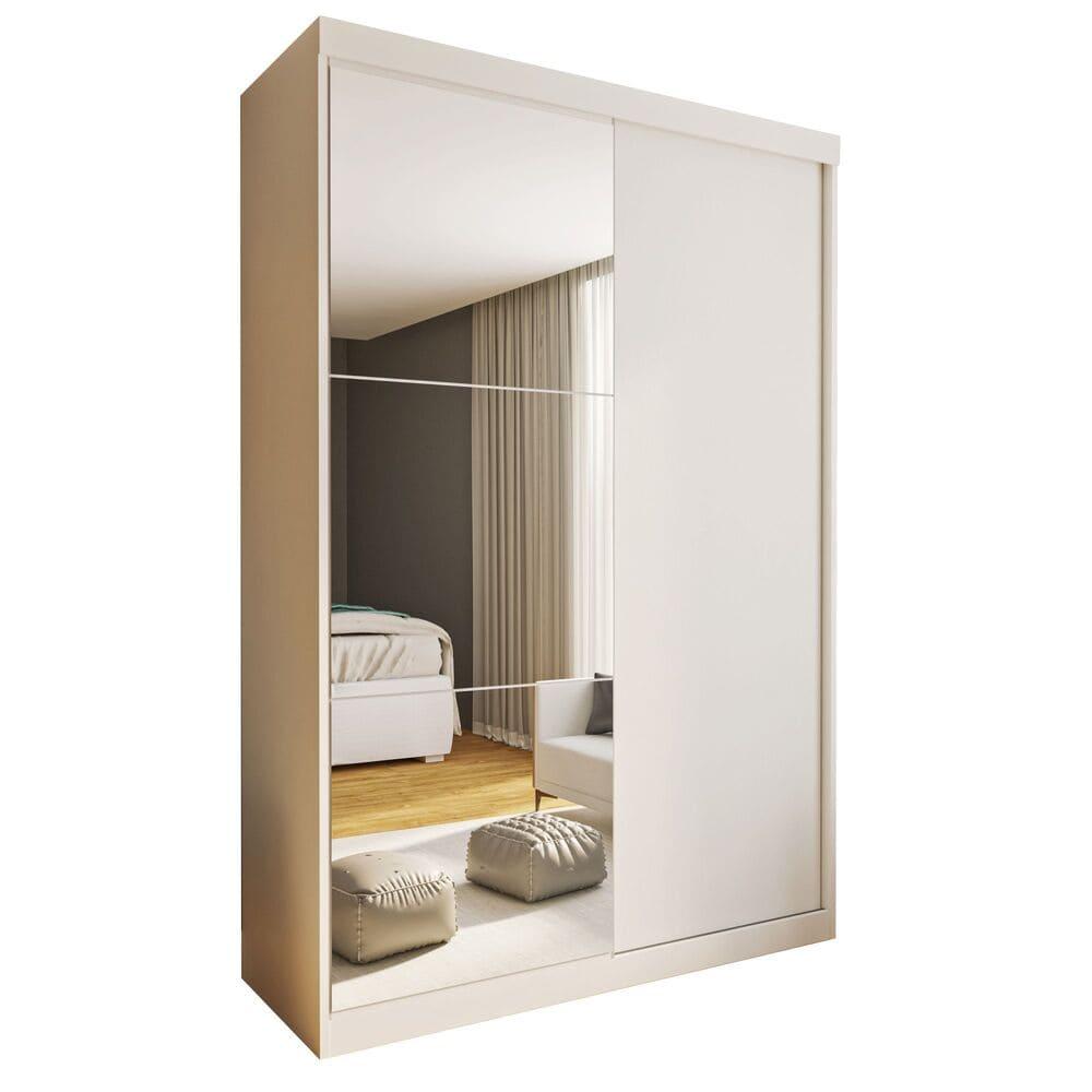 Guarda Roupa 2 Portas de Correr com Espelho 2 Gavetas Cléo Minastex Branco