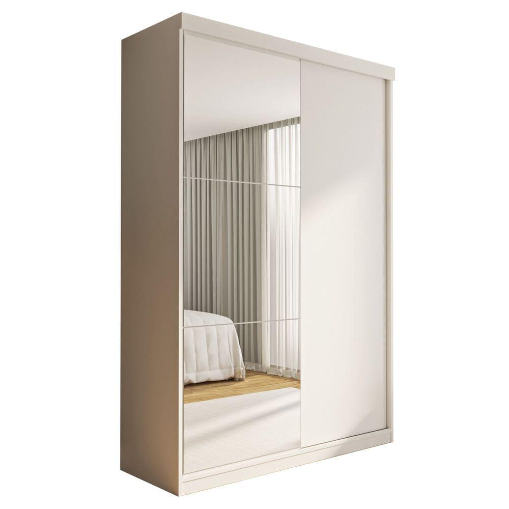 Guarda Roupa 2 Portas de Correr com Espelho 2 Gavetas Salvador Minastex Branco