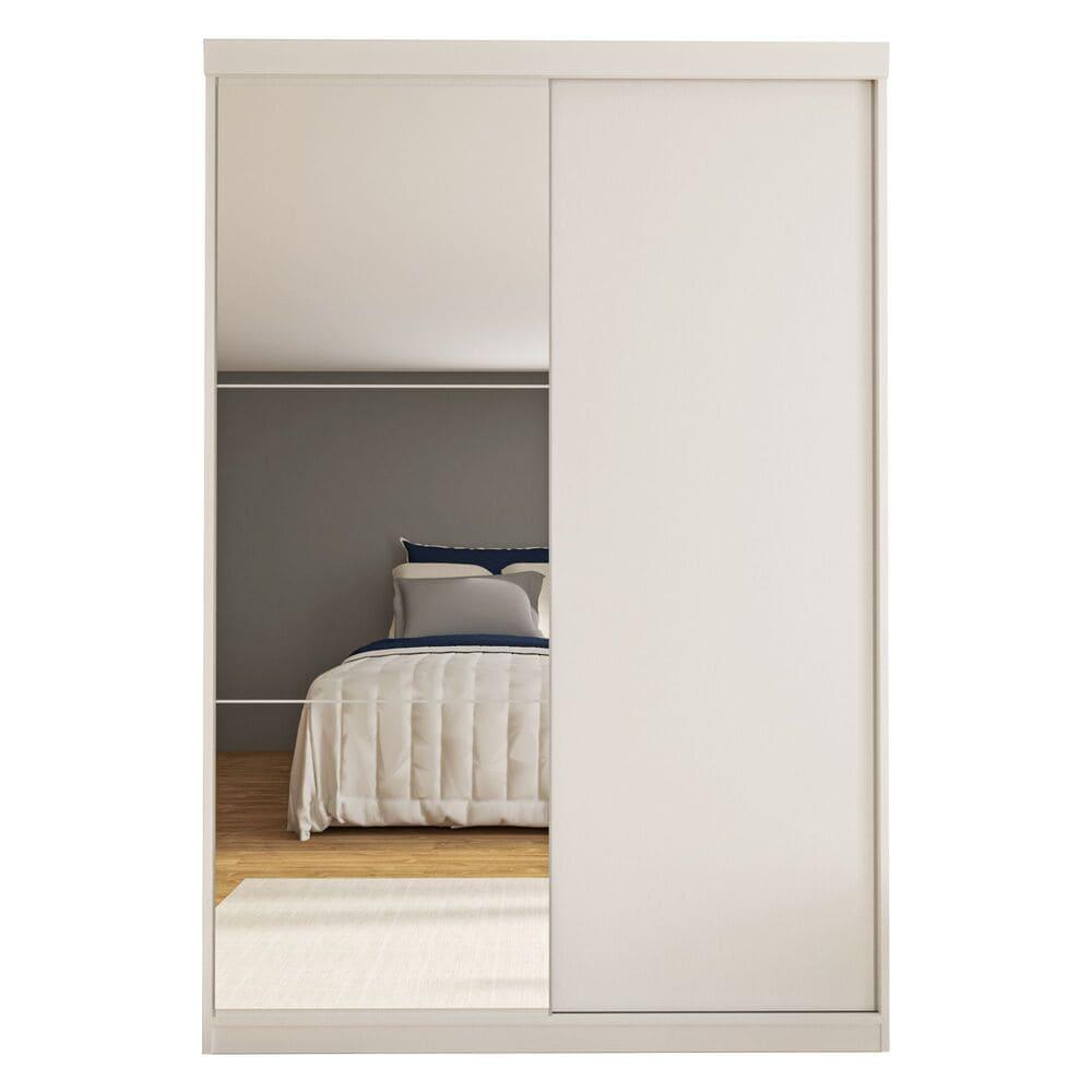 Guarda Roupa 2 Portas de Correr com Espelho 2 Gavetas Salvador Minastex Branco