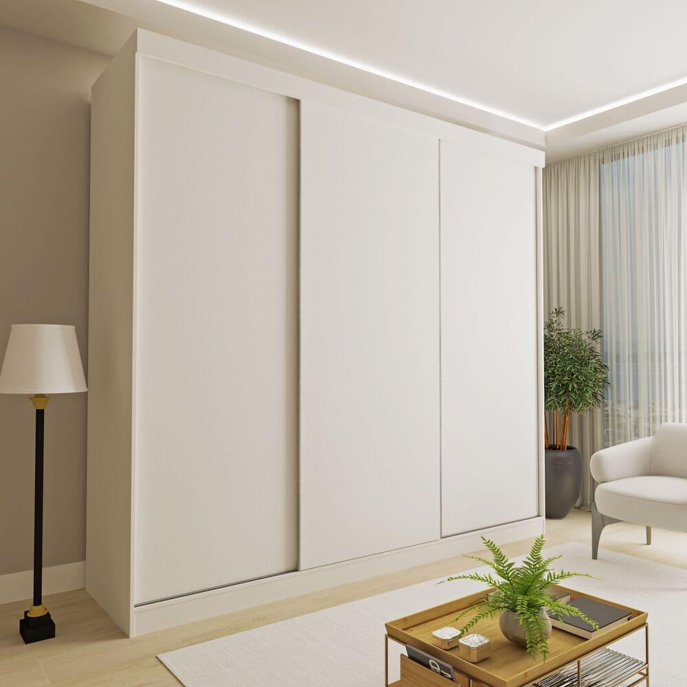 Guarda Roupa 3 Portas de Correr 4 Gavetas Cronos Minastex Branco