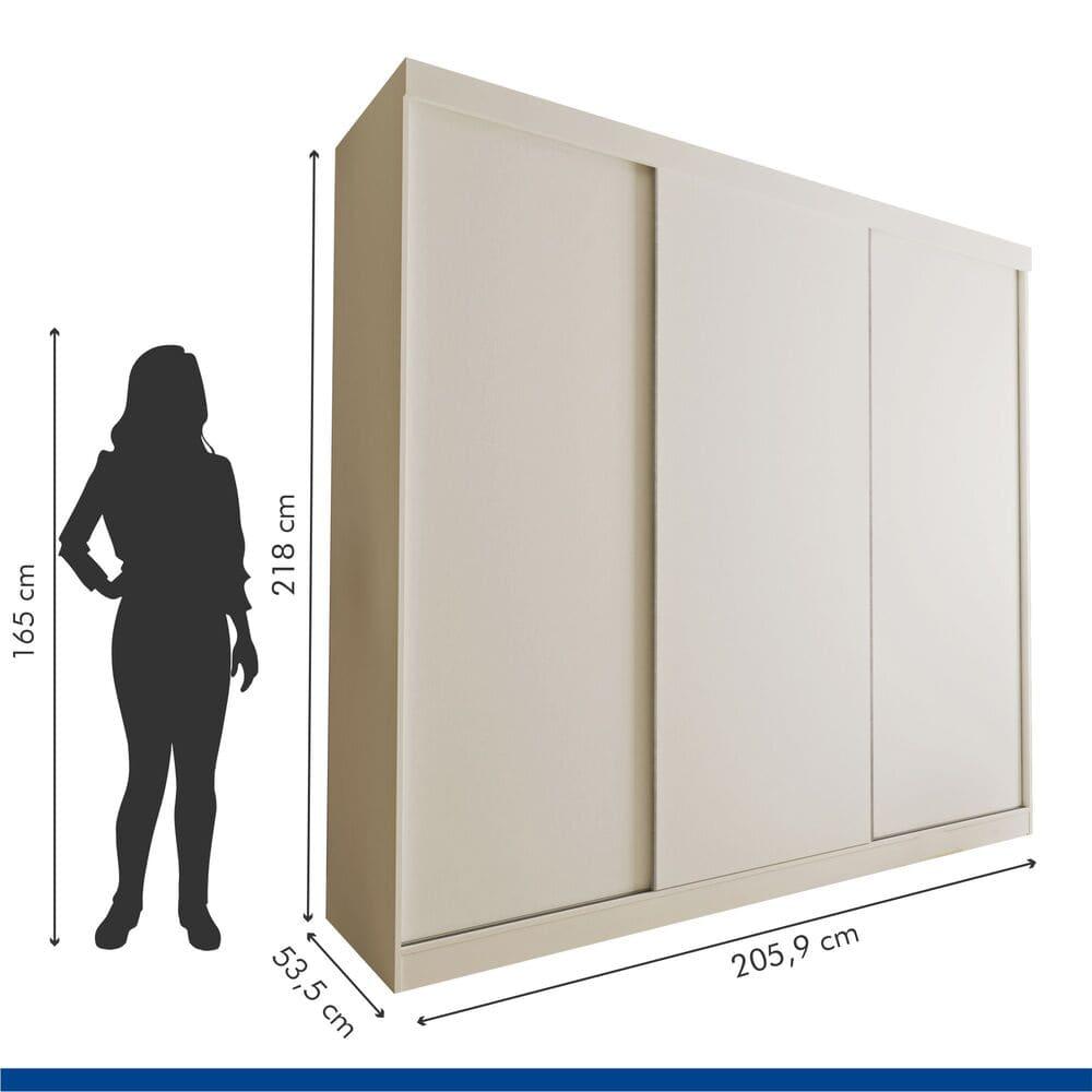 Guarda Roupa 3 Portas de Correr 4 Gavetas Cronos Minastex Branco
