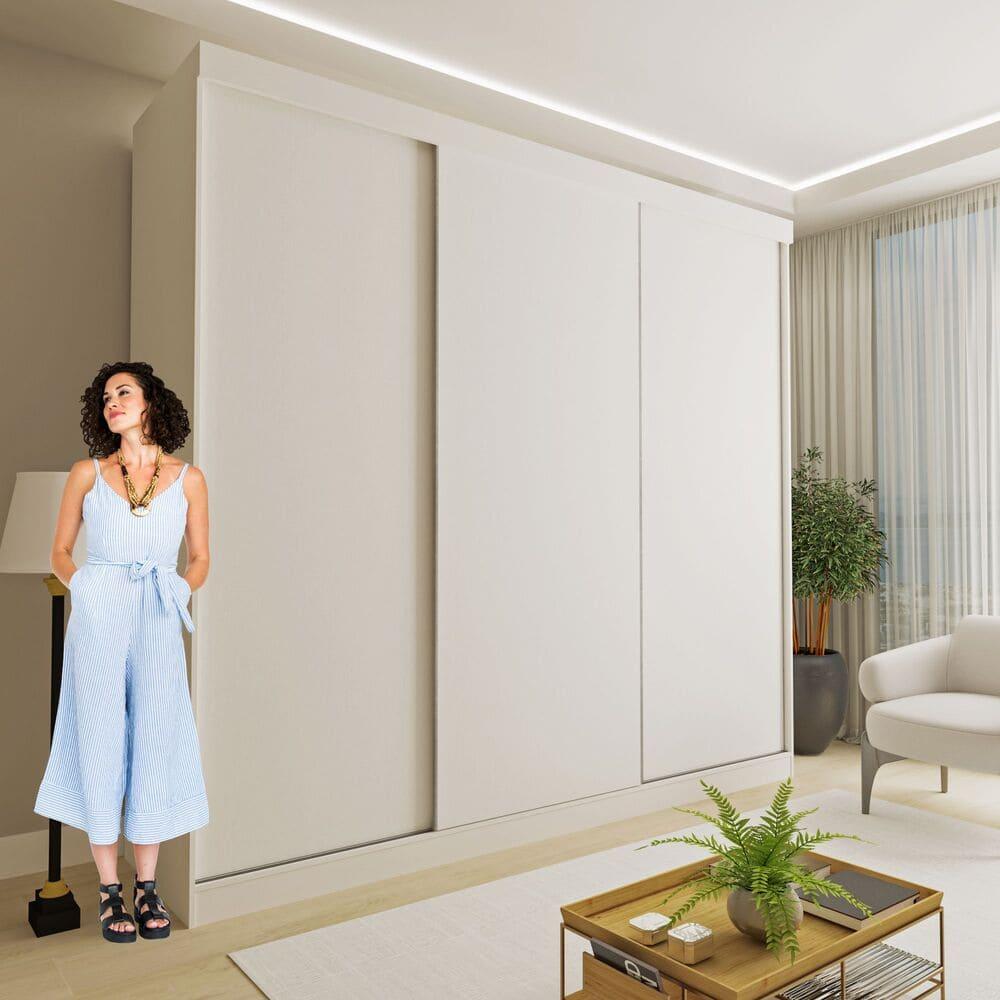 Guarda Roupa 3 Portas de Correr 4 Gavetas Cronos Minastex Branco