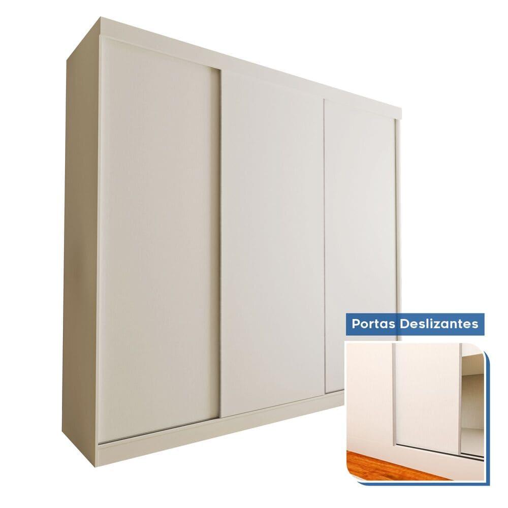 Guarda Roupa 3 Portas de Correr 4 Gavetas Cronos Minastex Branco