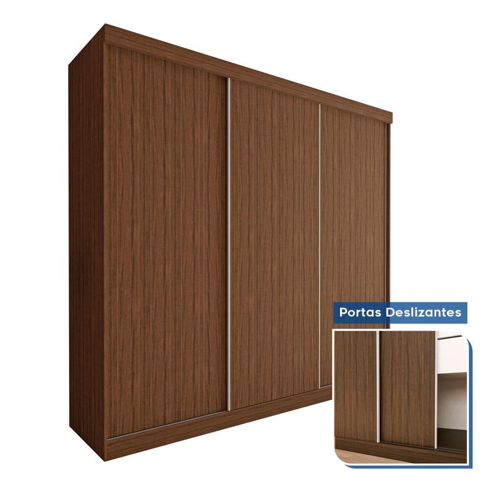 Guarda Roupa 3 Portas de Correr 4 Gavetas Cronos Minastex Freijó