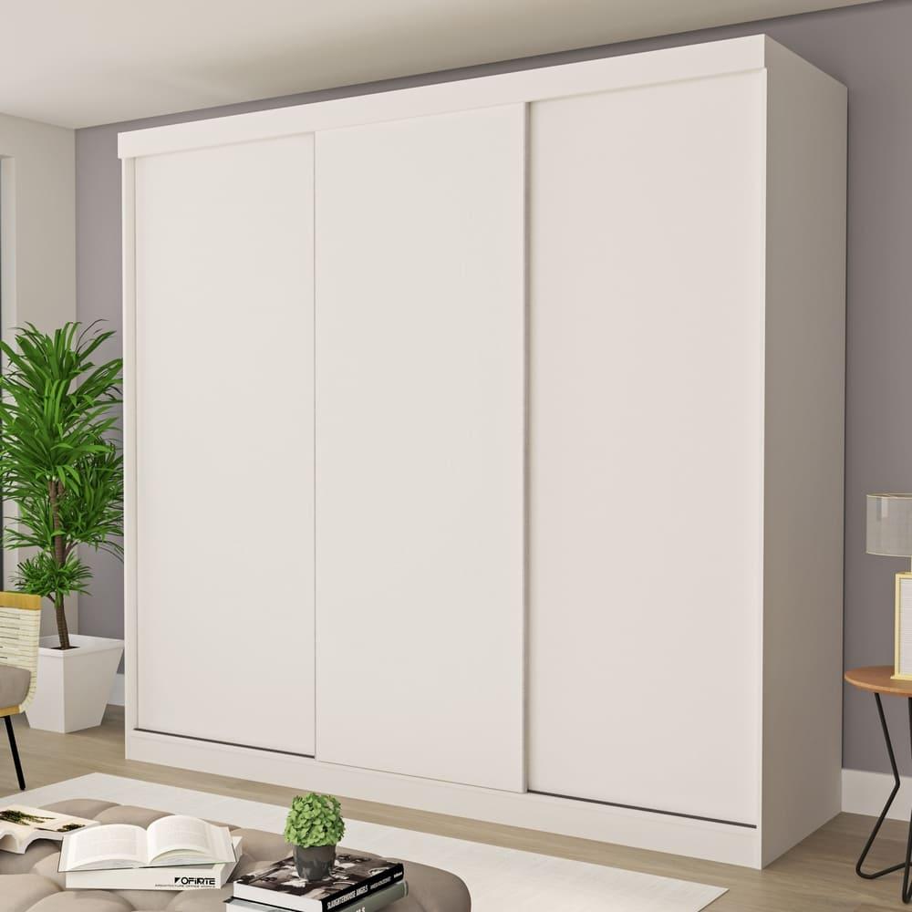 Guarda Roupa 3 Portas de Correr 4 Gavetas Itália Minastex Branco