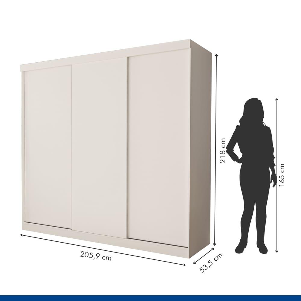 Guarda Roupa 3 Portas de Correr 4 Gavetas Itália Minastex Branco