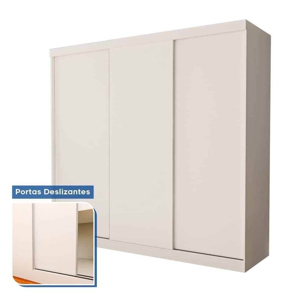 Guarda Roupa 3 Portas de Correr 4 Gavetas Itália Minastex Branco
