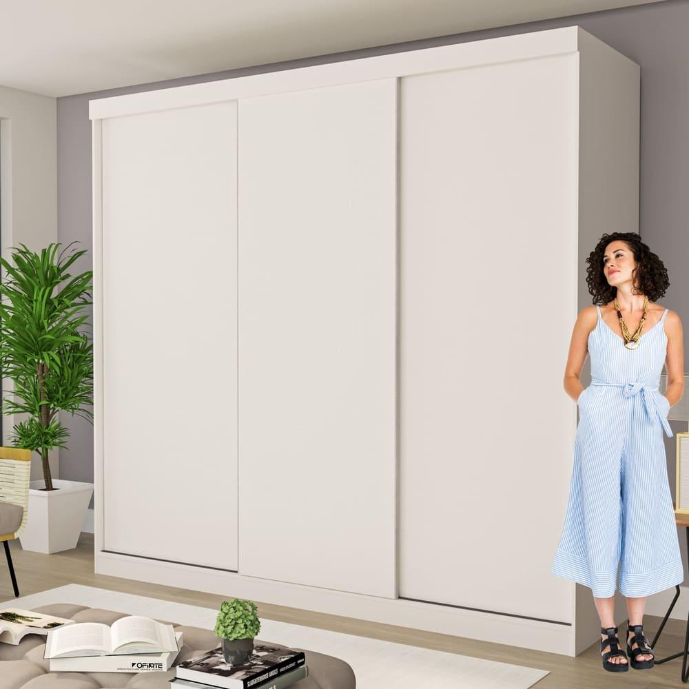 Guarda Roupa 3 Portas de Correr 4 Gavetas Itália Minastex Branco